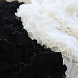 6CM Wide New Embroidery White Flower Beads Tulle Lace Fabric Trim Ribbon DIY Sewing Ruffle Applique Collar Dubai Dress Decor