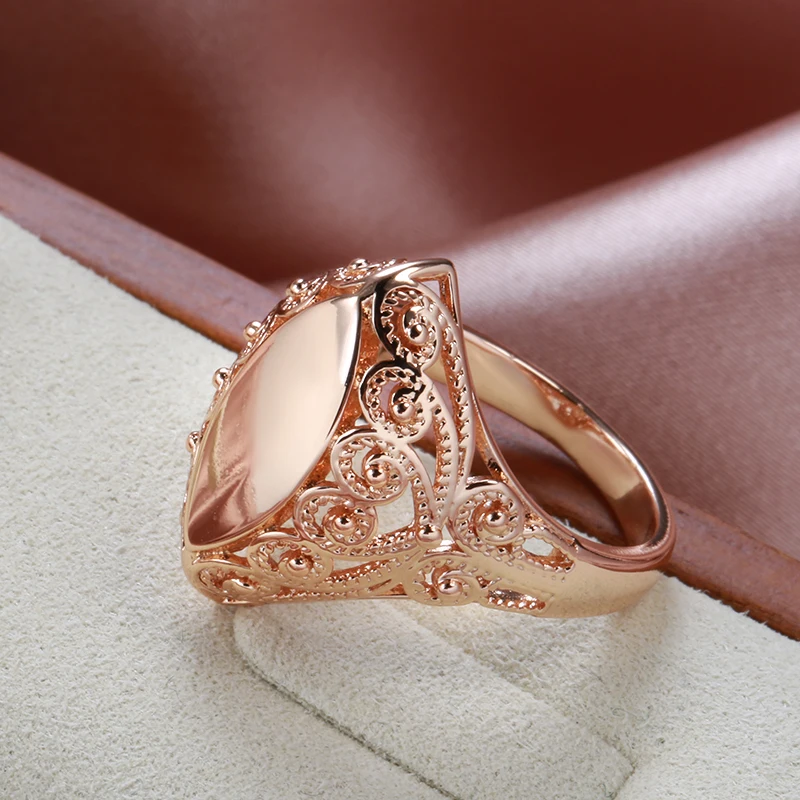 Kinel-anillos brillantes de moda para mujer, anillos de rombos con patrón único de oro rosa, joyería étnica de boda para novia 585, novedad de 2022