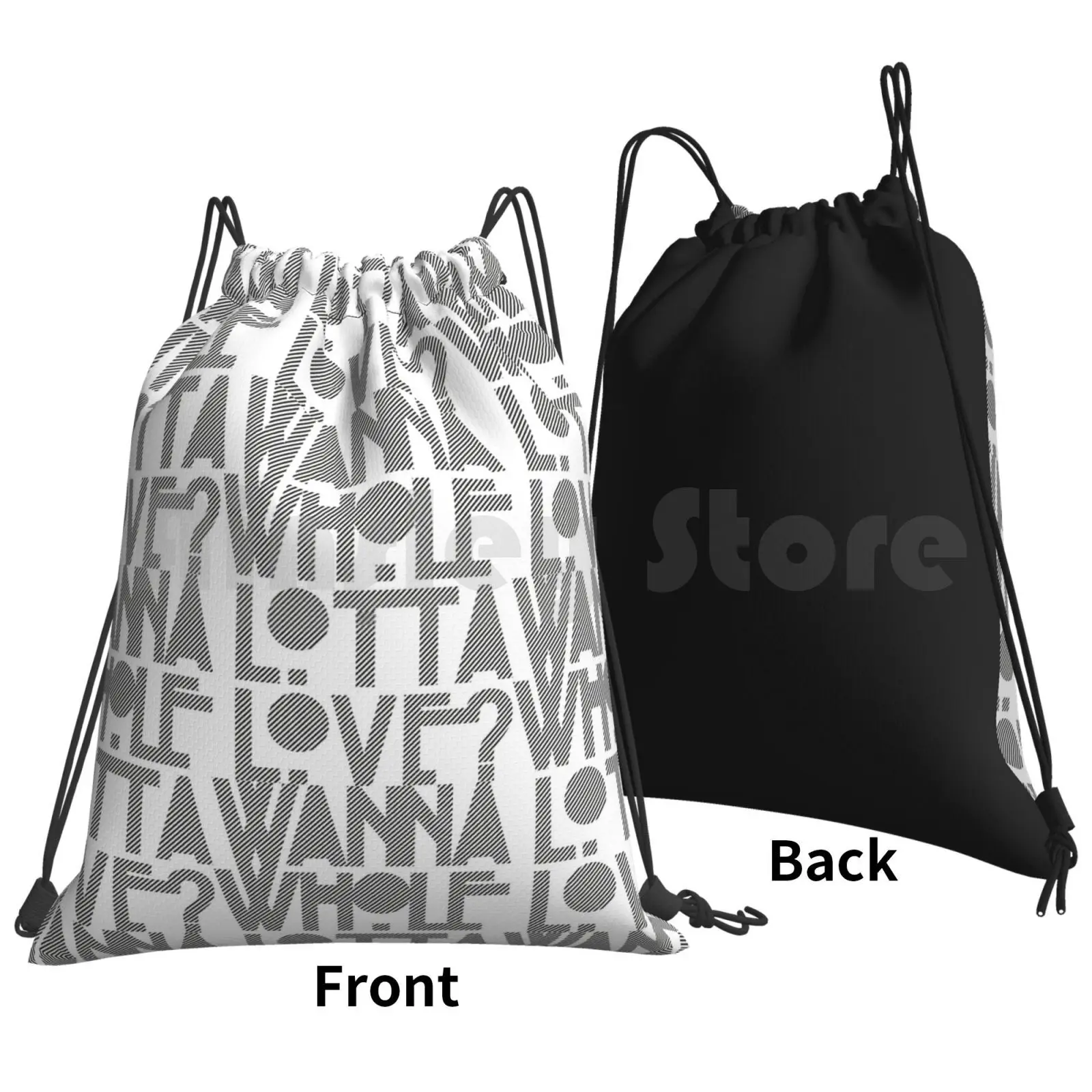 Wanna Whole Lotta Love Backpack Drawstring Bag Riding Climbing Gym Bag Music Robert Plant Jimmy Page Zepelin Stencil