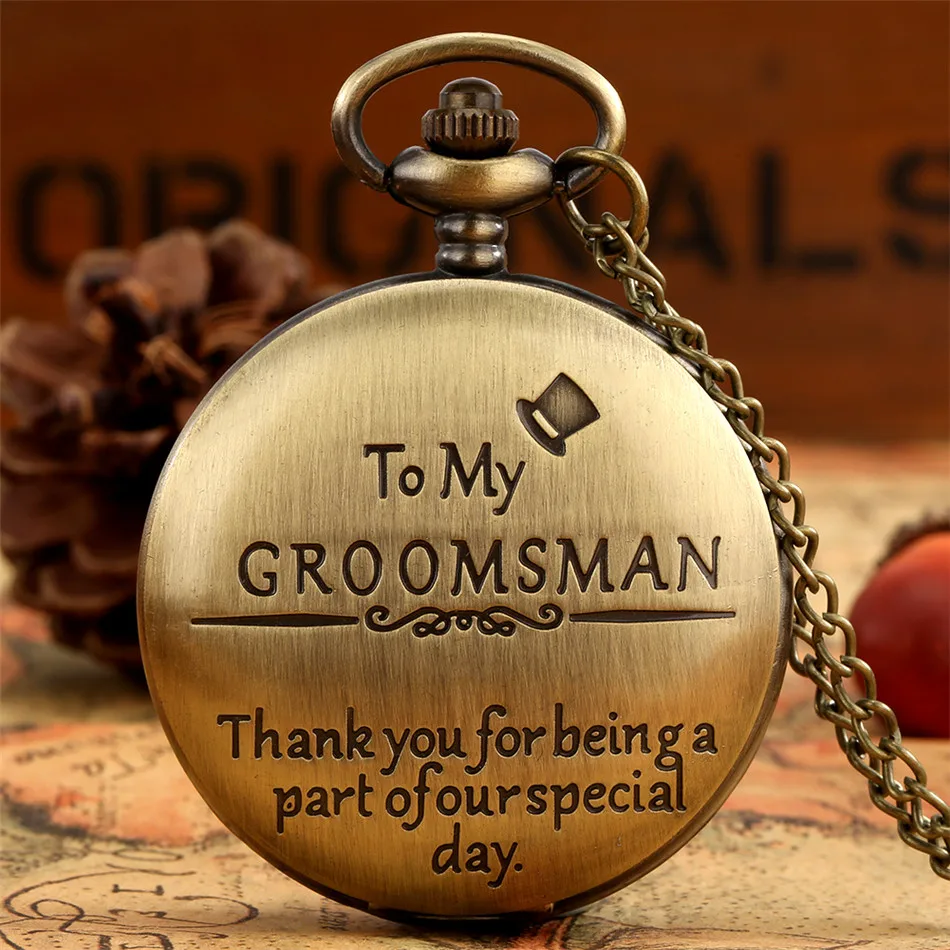 

To My Groomsman, Thank You For Being A Part of Our Special Day Engraving Souvenir Necklace Pocket Watch Quartz Pendant Clock