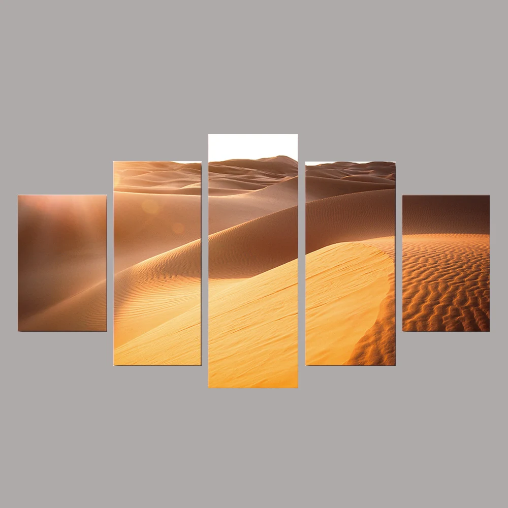 Sunshine Desert Modern Canvas Wall Art, Modular Framework, HD Printed Painting, Living Room Pictures, Home Decor Poster, 5 Panel