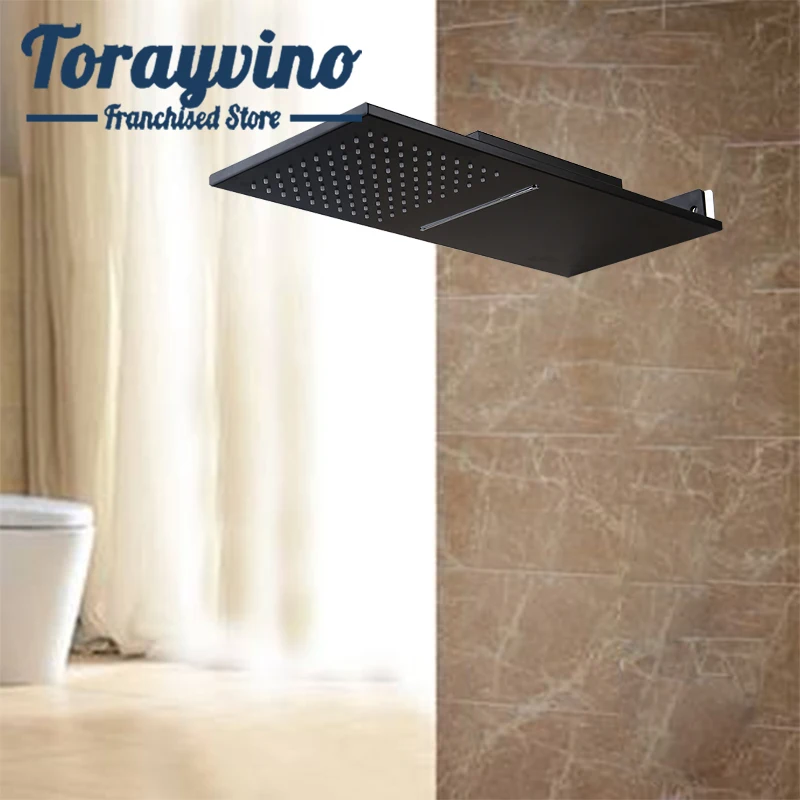 

Torayvino Bathroom shower head Oil Rubbed Bronze faucet regendouche kop rectangular rainfall head shower bar shape handle shower