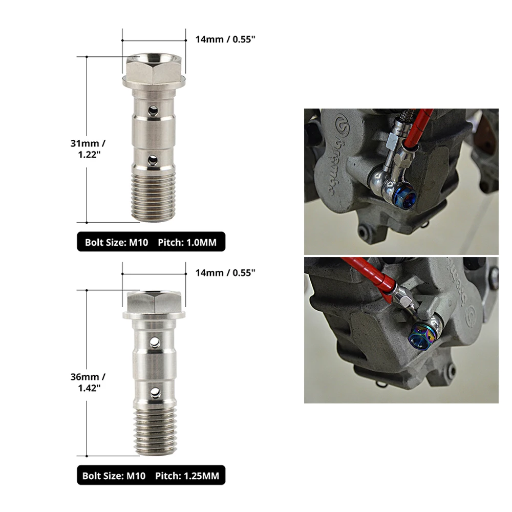 Boulon Banjo en titane, M10 x 1.0, M10 x 1.25, pas 25mm, filetage 30mm pour Brembo simple, ligne de frein pour touristes, KTM, BMW, DucSauetc