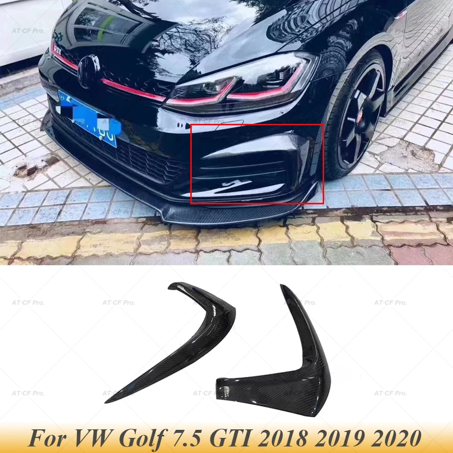 For Golf 7.5 GTI Carbon Fiber Front Bumper Lip Splitters Flaps Apron Car Styling Fit For Volkswagen Golf 7.5 GTI 2018 2019 2020