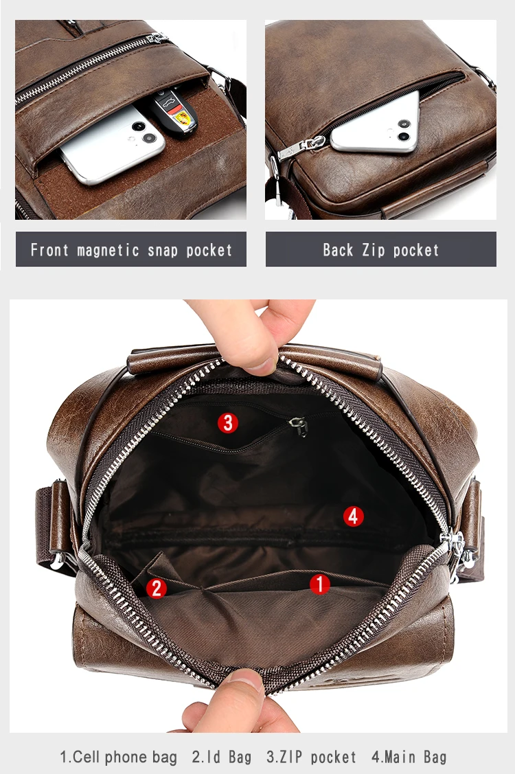 Kangaroo Luxury Brand Men Sling Bag Leather Side Shoulder Bag For Men Husband Gift Business Messenger Crossbody Bag Male Handbag
