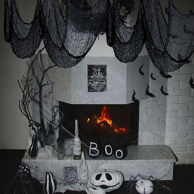 

Creepy Cloth Black Gauze for Halloween Decoration Window Table Door Net Ghost Fancy Dress Home Party Decor Gauze 76*198CM