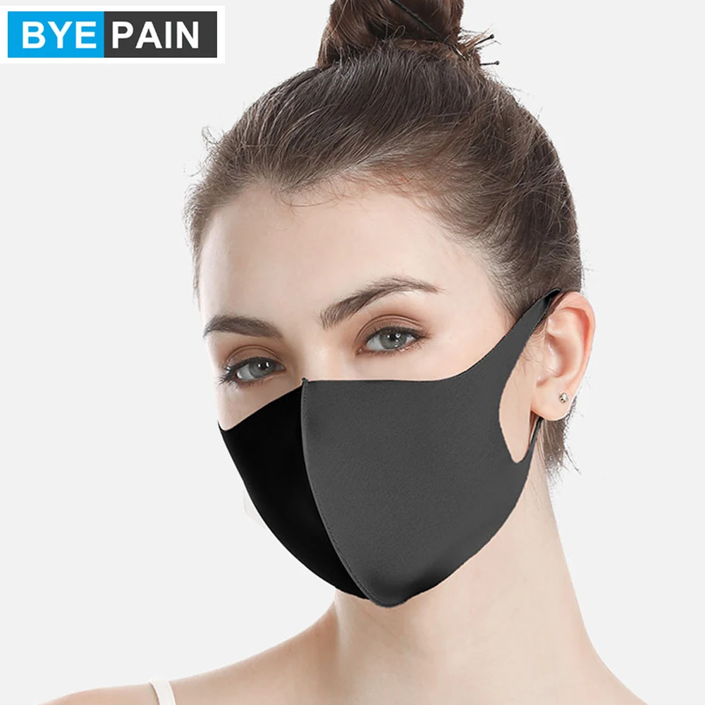 

5Pcs Fashion Black Sponge Mouth Mask Unisex Adults Mask Reusable Mask Dust Mouth Cover Cubrebocas for Outdoor