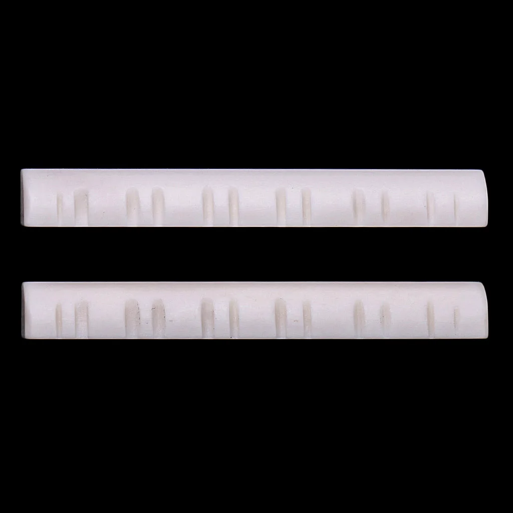 2 Pieces Slotted Saddle String Nut Bone for 12-String Guitar Accessory