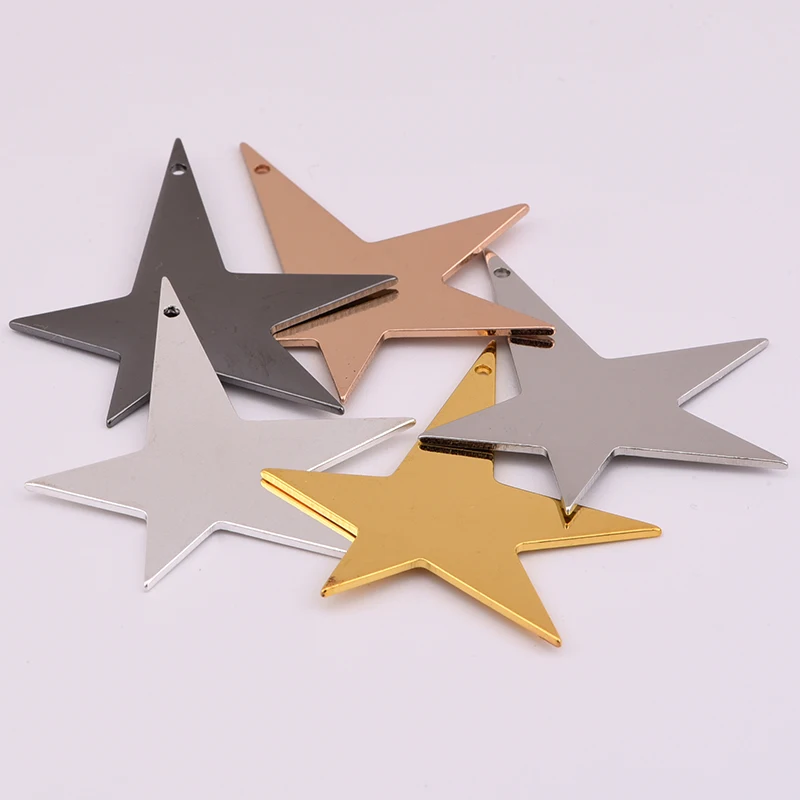 6pcs solid geometric shape five-pointed star earrings necklace pendant with holes for diy making jewelry accessories