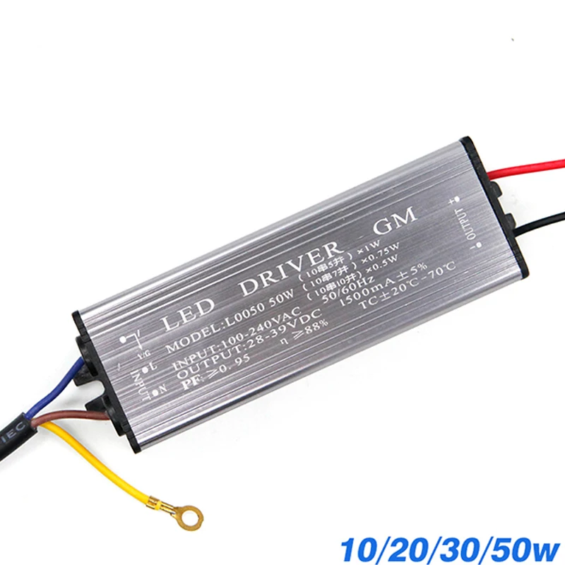 YNL LED 10W 20W 30W 50W หม้อแปลงอะแดปเตอร์ AC100V-265V to DC 20-38V แหล่งจ่ายไฟที่มีคุณภาพสูง IP67 สำหรับ Floodlight