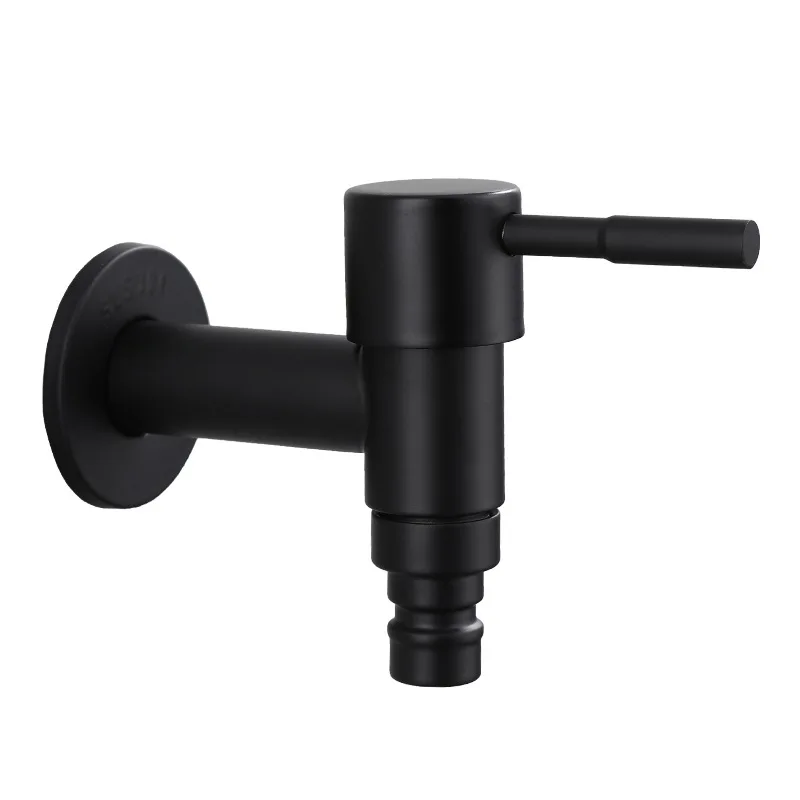 Wall Mounted Faucet Single Cold Sink Tap Black Water Tap for Bathroom Washing Machine Sink Mop Pool