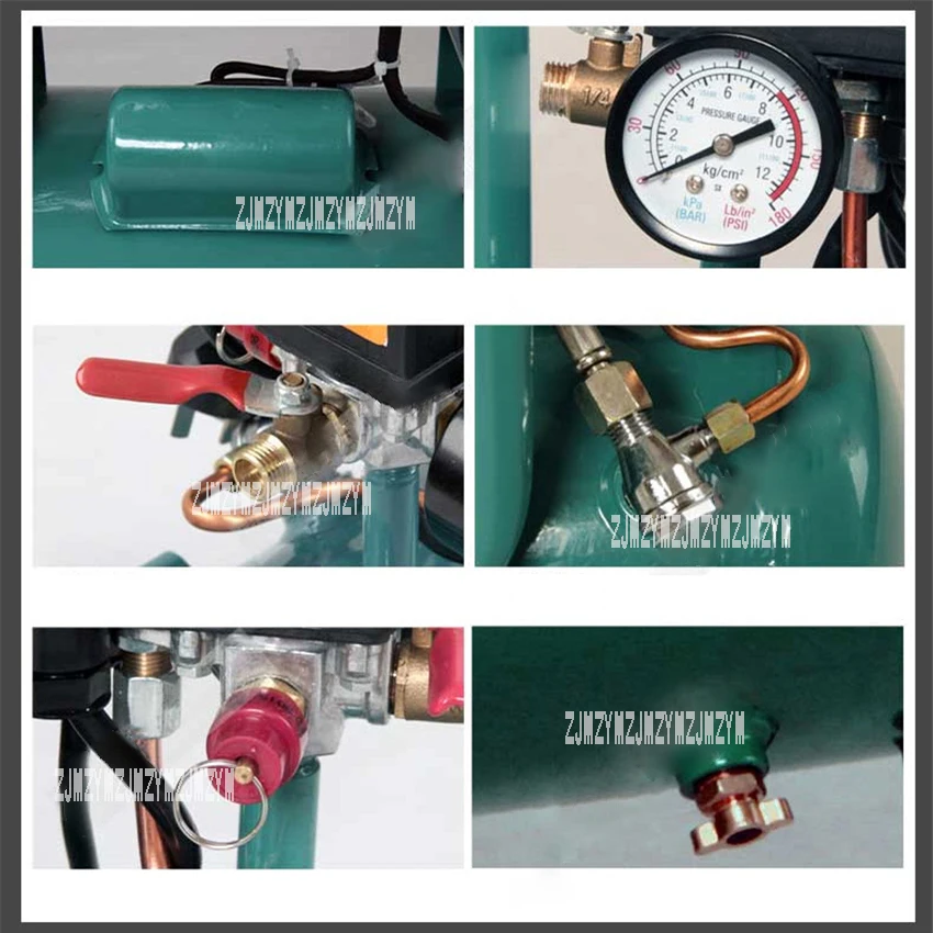 Compressor de ar silencioso portátil 550-9l, bomba de alta pressão pequena 550w, compressor de ar livre de óleo, para trabalhar em madeira, cobre, 220v