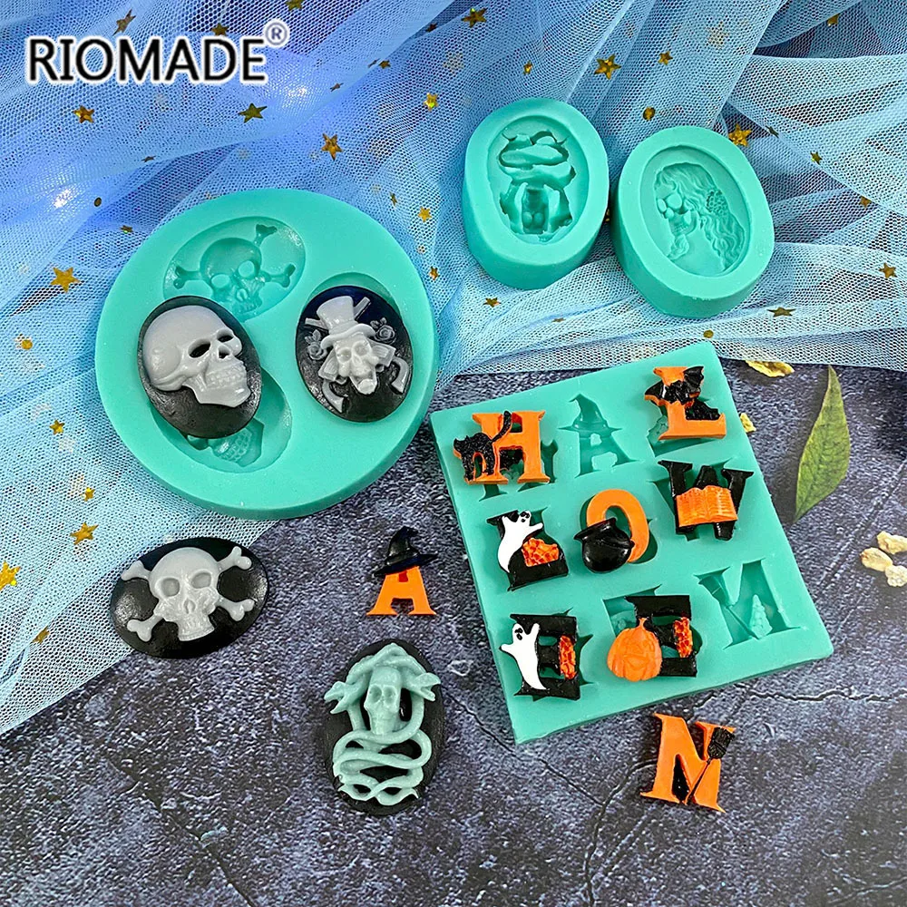 DIY Halloween Decoration Series Fondant Silicone Mold Skull Pumpkin Alphabet Styles Chocolate Sugar Dessert Kitchen Baking Tools