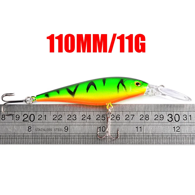 1 adet Minnow balıkçılık Lures 110mm 10.5g yüzer dalış Wobbler Swimbait yapay sert yem Crankbaits bas Pike balıkçılık mücadele