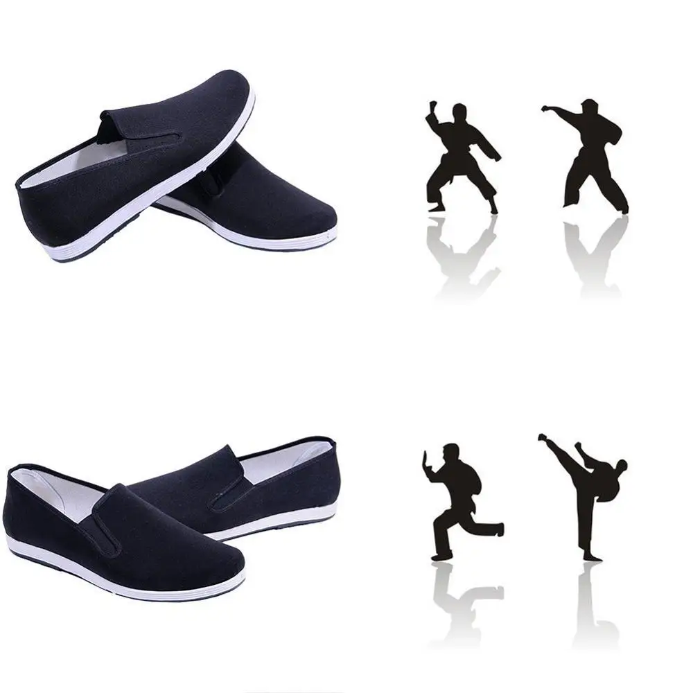 New Chinese Kungfu Shoes Black Chinese Traditional Kung Fu Shoes Tai Chi Wushu Shoes Old Peking Shoes Martial Art Sneakers 35~44