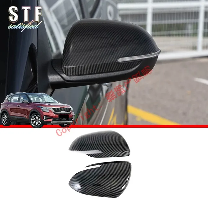 

For KIA Seltos 2019 2020 Carbon Fiber Style Side Mirror Cover Trim Car Accessories Stickers