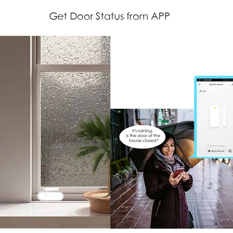 Sensor de puerta inteligente con WiFi para el hogar, detectores de puerta abiertos/cerrados compatibles con la aplicación Alexa Smart Life,