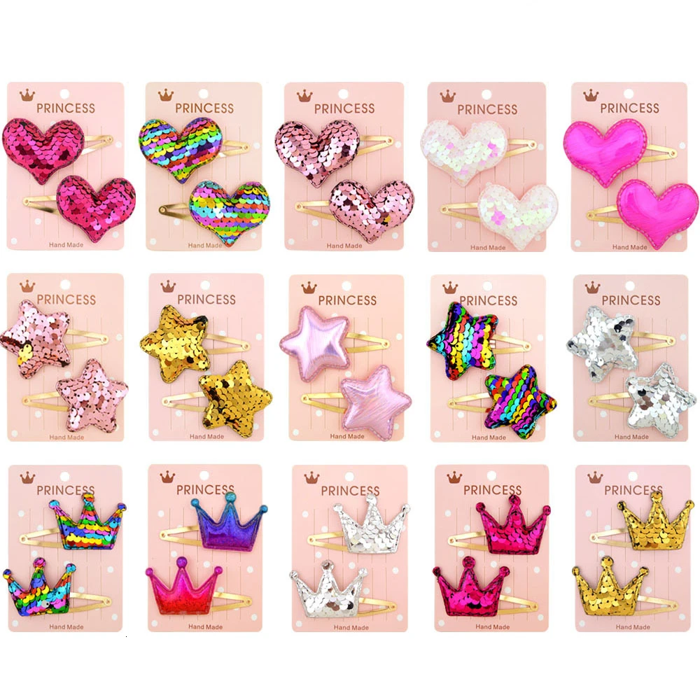 2 pcs Lovely Shiny Cute Gift Hair Crown Birthday Children Newborn Kids Headwear Baby Girl Accessories Photo Props Hairpin Clip