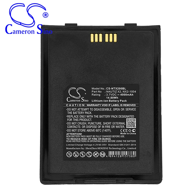 CameronSino Pin Cho Cầm Tay Nautiz X2 Vừa Cầm Tay NAUTIZ X2 NX2-1004 Máy Quét Mã Vạch Pin 4000MAh 3.70V Li-ion Đen