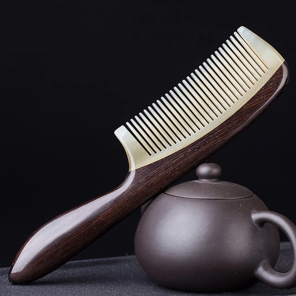 Elegant and Exquisite Ebony Comb, Sheep Horn Comb, Wave Beam Haircut Accessories, Haircut Comb for Women