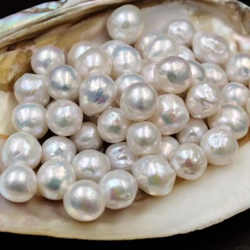 

11-13MM 4Pcs 100% Natural White Edison Baroque ( No Hole ) AA Freshwater Pearl Charms Jewelry Loose Bead