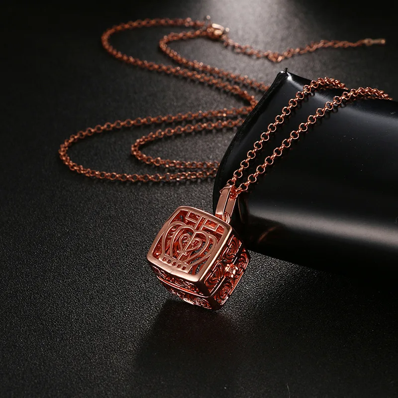 New Aromatherapy Essential Oil Diffuser Necklace Jewelry Square Hollow Perfume Locket 16MM Music Ball Women Pendant Accessories