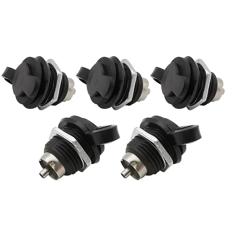 5Pcs 5.5 x 2.1 mm DC Power Socket Connector With Nuts 2.1*5.5mm Female Panel Mount Adapter DC-022D Black