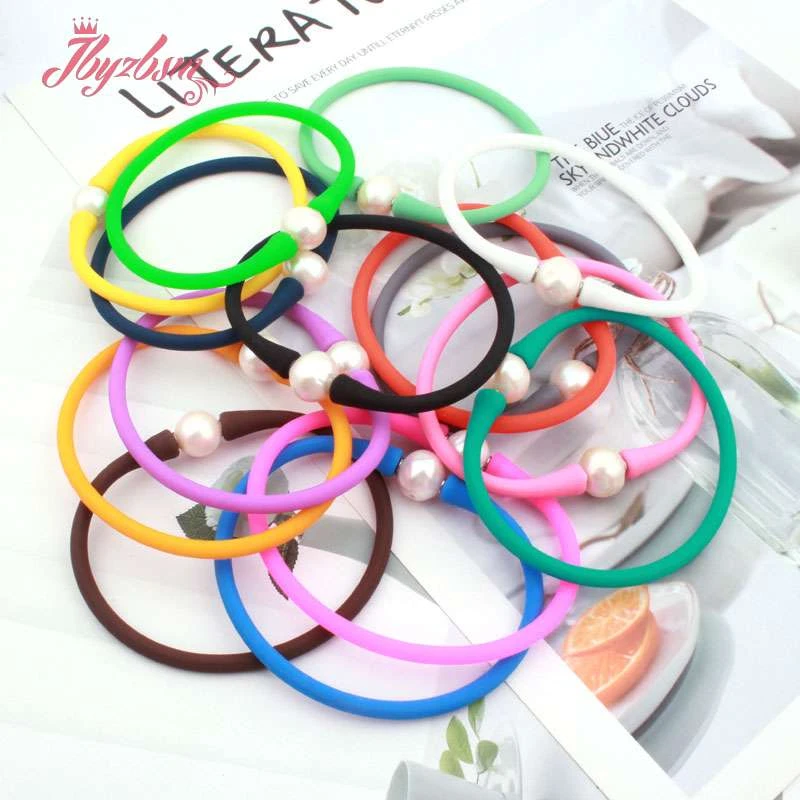 10mm Round 100% Real Freshwater Pearl Sport Casual Waterproof Silicone Bangle Bracelet XMAS Gift Yoga Balance Wrist Bracelet1Pcs view 5