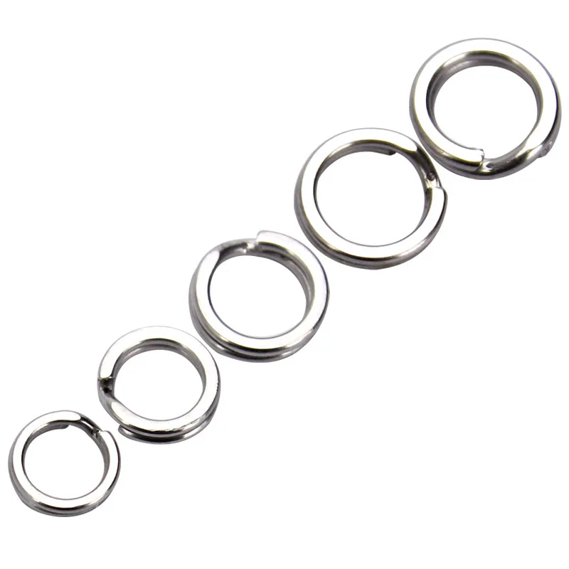 50Pcs/bag Fishing Connector Stainless Steel Split Ring Heavy Duty Fishing Double Ring Connector Fishing Accessories