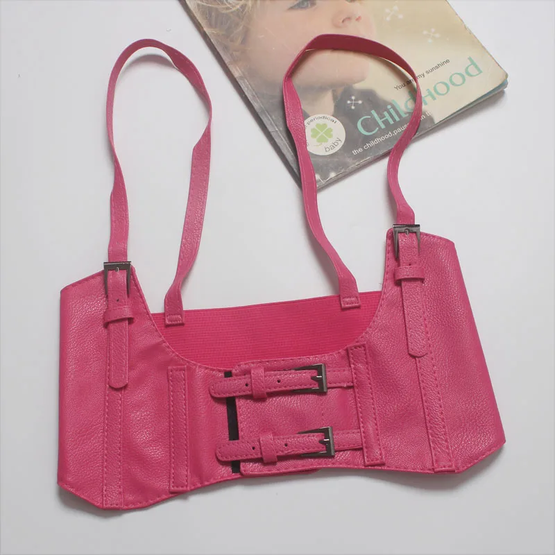 فاسق النساء الخصر ختم الدنيم الخصر حزام بوستير القمم بولي Leather جلدية Cummerbunds كول السيدات بنات أحزمة واسعة موضة مشد حزام #6