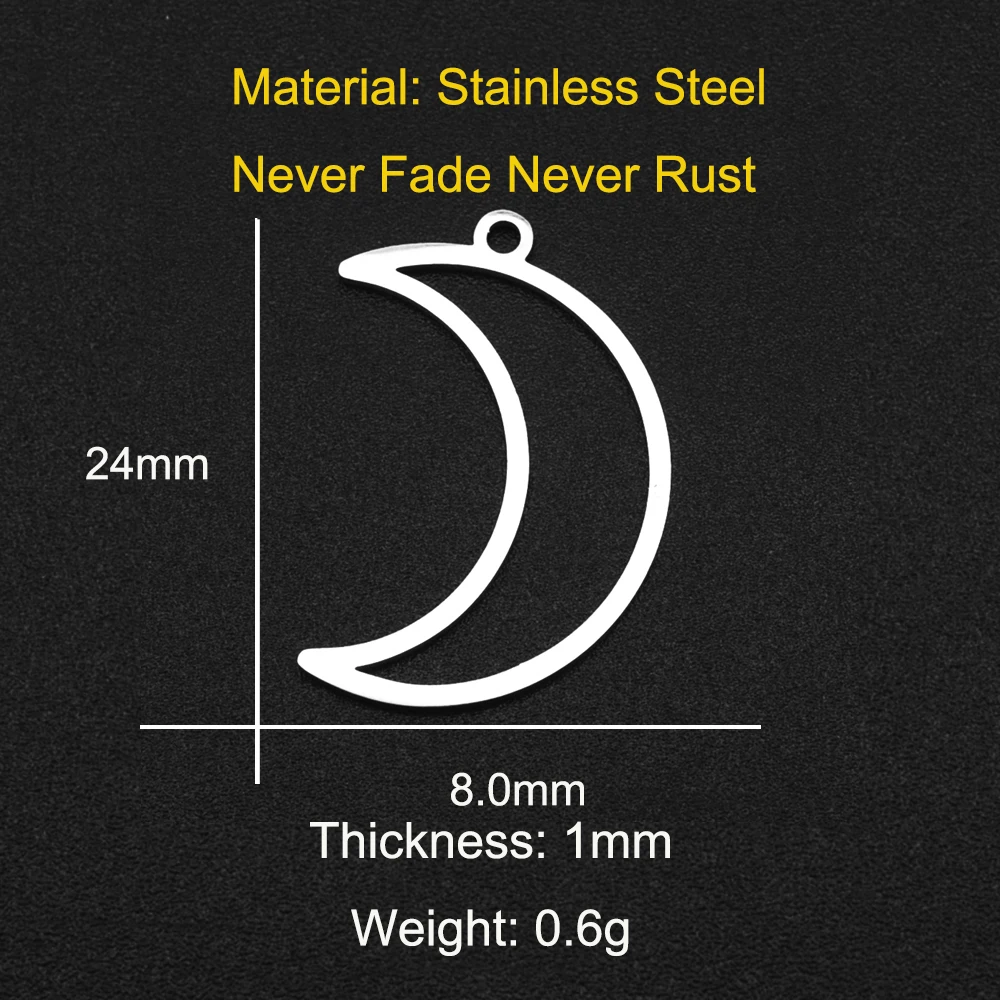 5pcs/lot 316 Stainless Steel Geometric diy Earring Findings Moon Connector Charm Wholesale Factory Price OEM Order Accepted