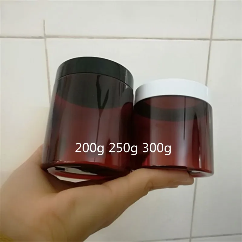 

200g 250g Empty Plastic Jar Amber Cosmetic Container Body Lotion Packaging Refillable Makeup Cream Spice Candy Coffee Bottle