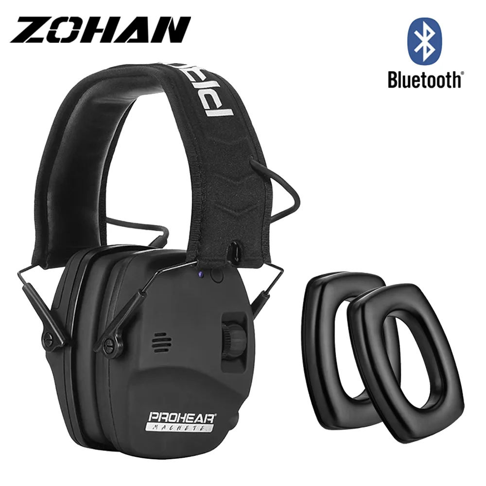 

ZOHAN Electronic Shooting Bluetooth Earmuffs with Replacement Silicone Ear Pads Noise Reduction Folding Tactical Headset Sport