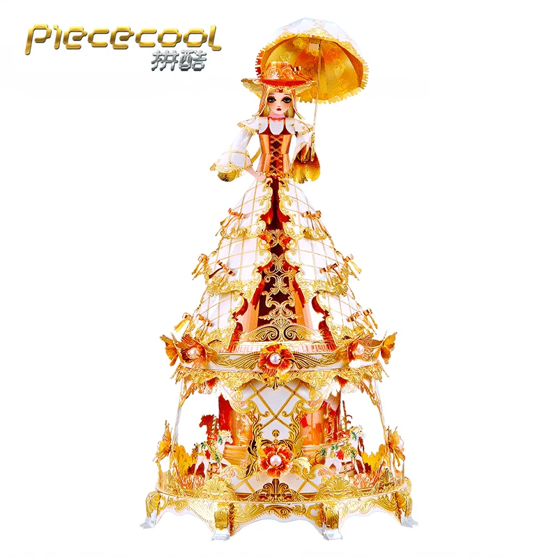 Piececool-rompecabezas de Metal 3D para niños y adultos, modelo de princesa, caja de música, DIY, corte láser, juguetes educativos