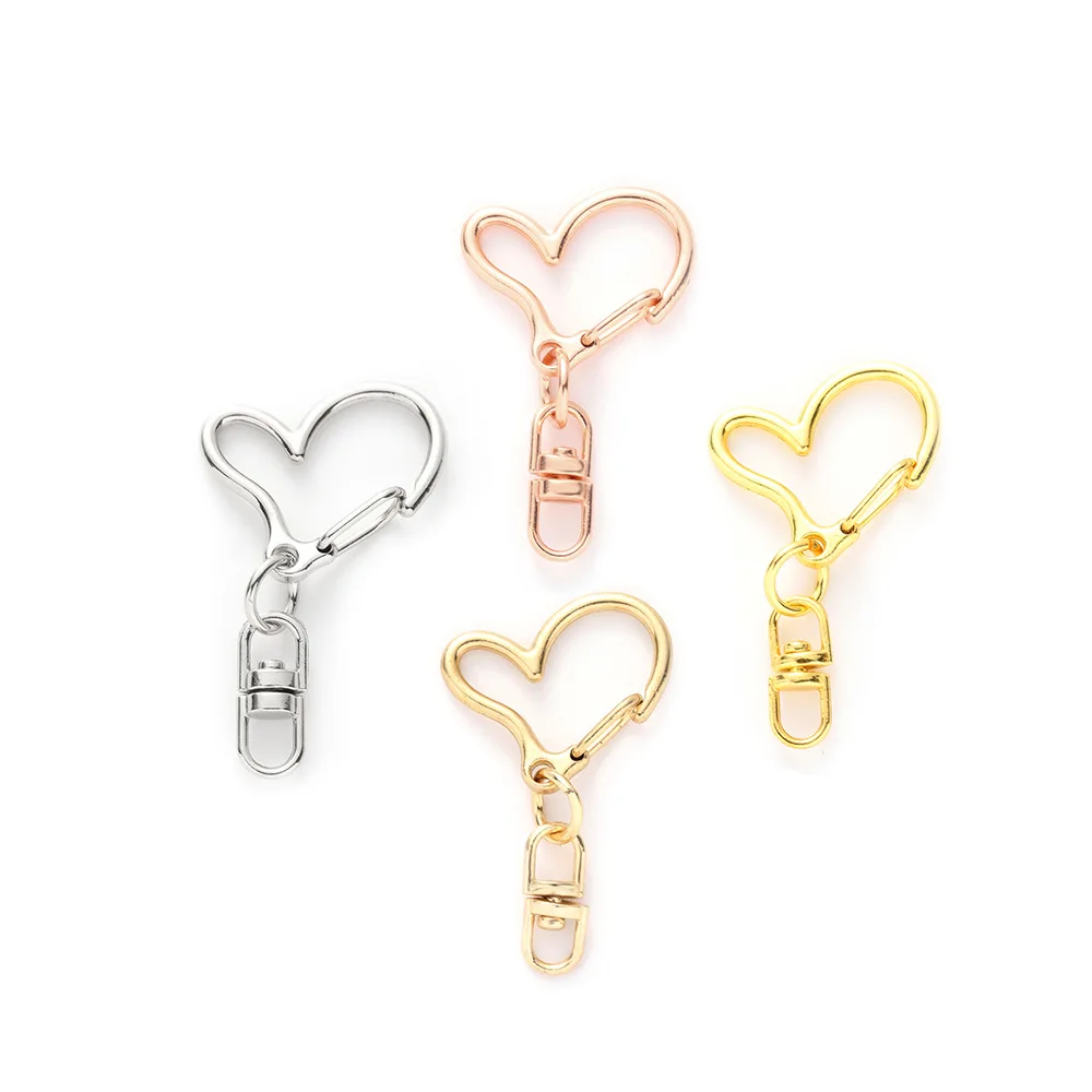 10pcs Split Ring Alien Love Heart shaped Keychains Metal Key Chain Ring Split Rings Unisex Keyring Keyfob Accessories DIY