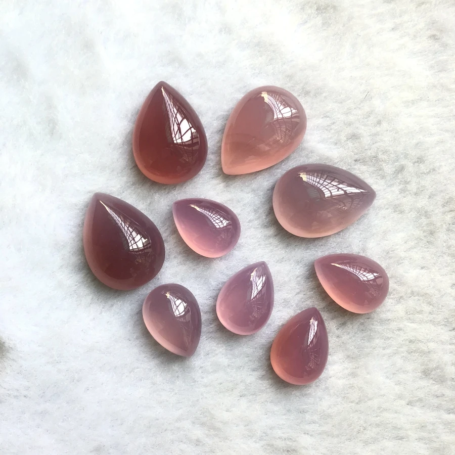 Purple Carnelian Agate Bead Cabochons Wholesale 4pcs/lot Assorted Sizes 10x14mm to 18x25mm Pear Gem Stone for Ring Faces