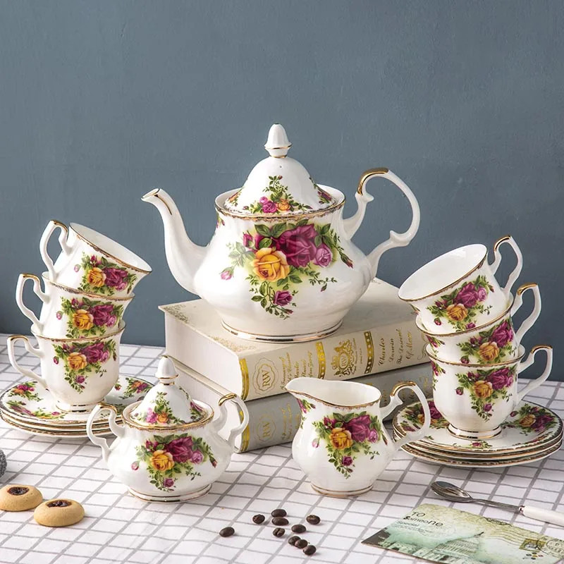 

English bone china coffee set afternoon tea set old town rose European coffee cup plate wedding birthday gift