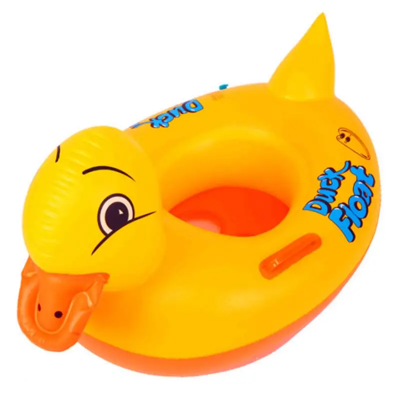 Cartoon Animals Duck Shaped Float Boat Kids Inflatable Swimming Rings Baby Toddler Safety Seat Float Bed Pool Swimming Circles