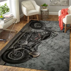 Alfombrilla con estampado 3D para motocicleta, alfombra grande antideslizante, decoración del hogar, de lanilla impresa de estar, dormitorio, antideslizante