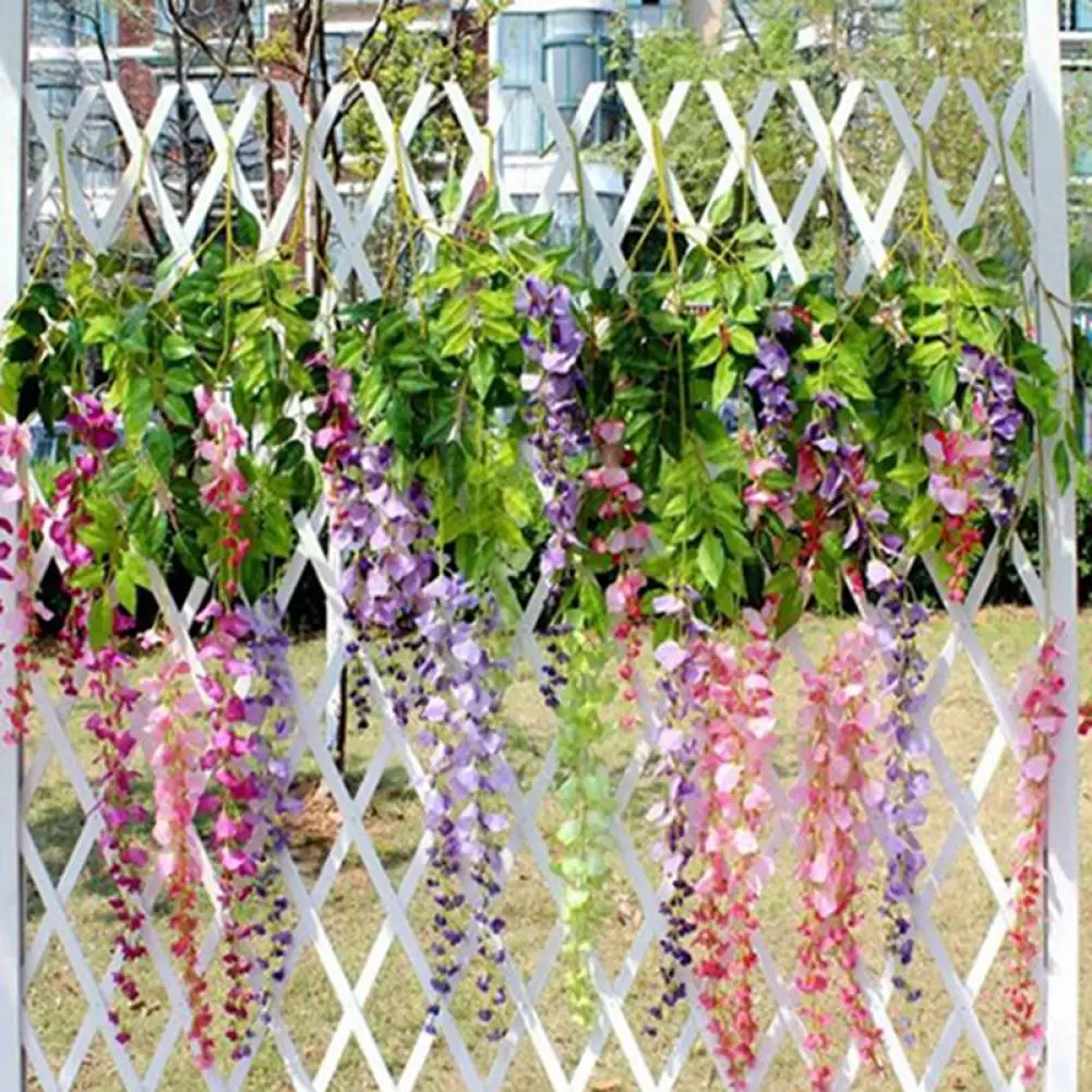 Artificial Wisteria Flowers Vine Silk Flower Wedding Arch Home Garden Decoration Garden Party Hanging Decor Hanging Garland Wall