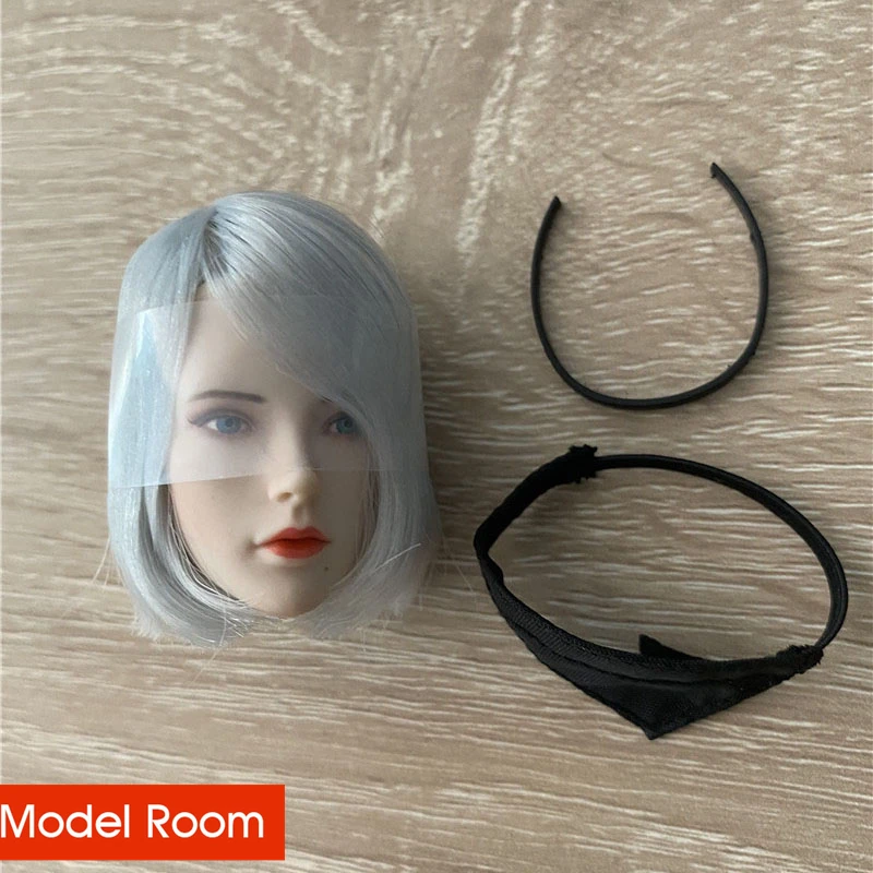 

SET017 1/6 NieR 2B Gir Head Sculpt with Blindfold Hair Band Fit 12'' TBL Female Soldier Pale Action Figure Body In Stock