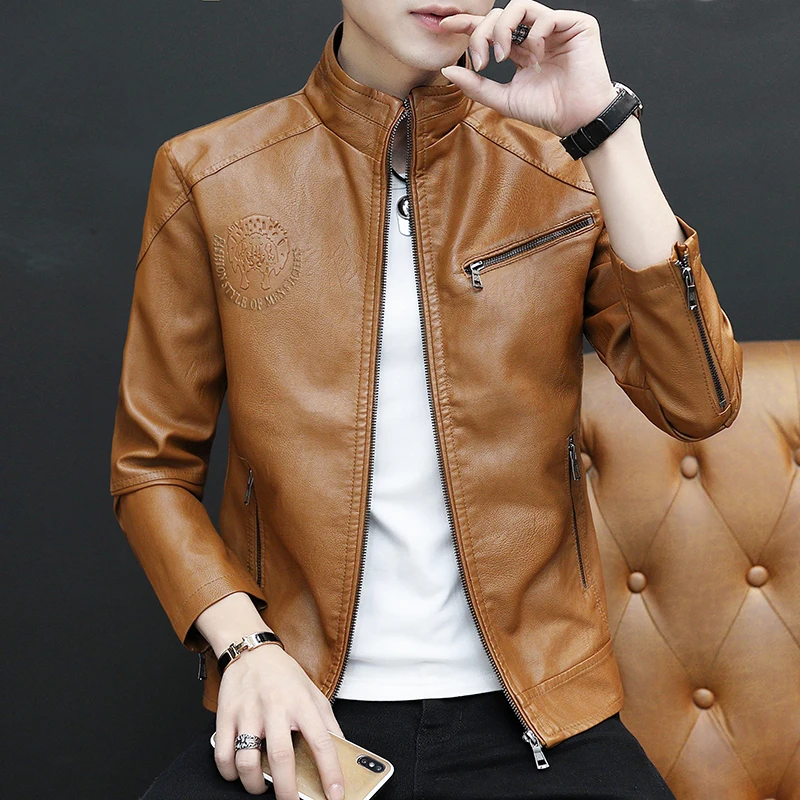 Men Faux Leather Jacket Motorcycle Men's Jackets Outwear Male PU Leather Coats Mens Zippers Good Craftsman Air Press Fashion8609