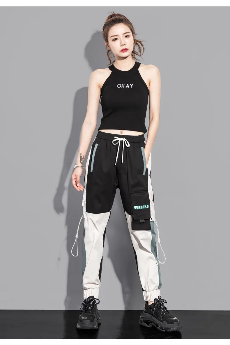 New Big Pockets Cargo Pants Women Ankle-length High Waist Drawstring Loose Streetwear Hip Hop Versatile Joggers Trousers Female