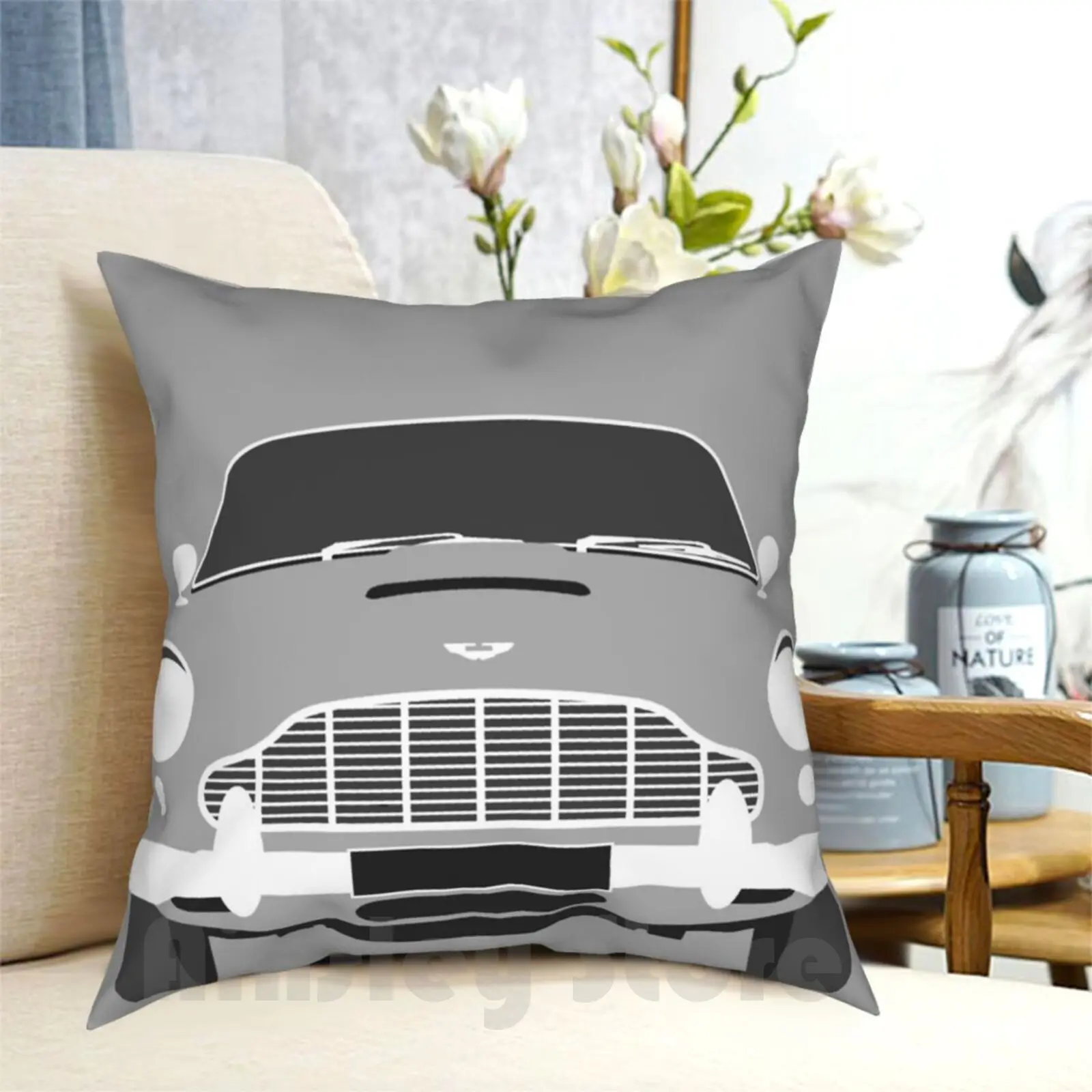 Aston Db5 Minimalist Art Print Pillow Case Printed Home Soft DIY Pillow cover Aston Db5 James Bond Classic Car Classic