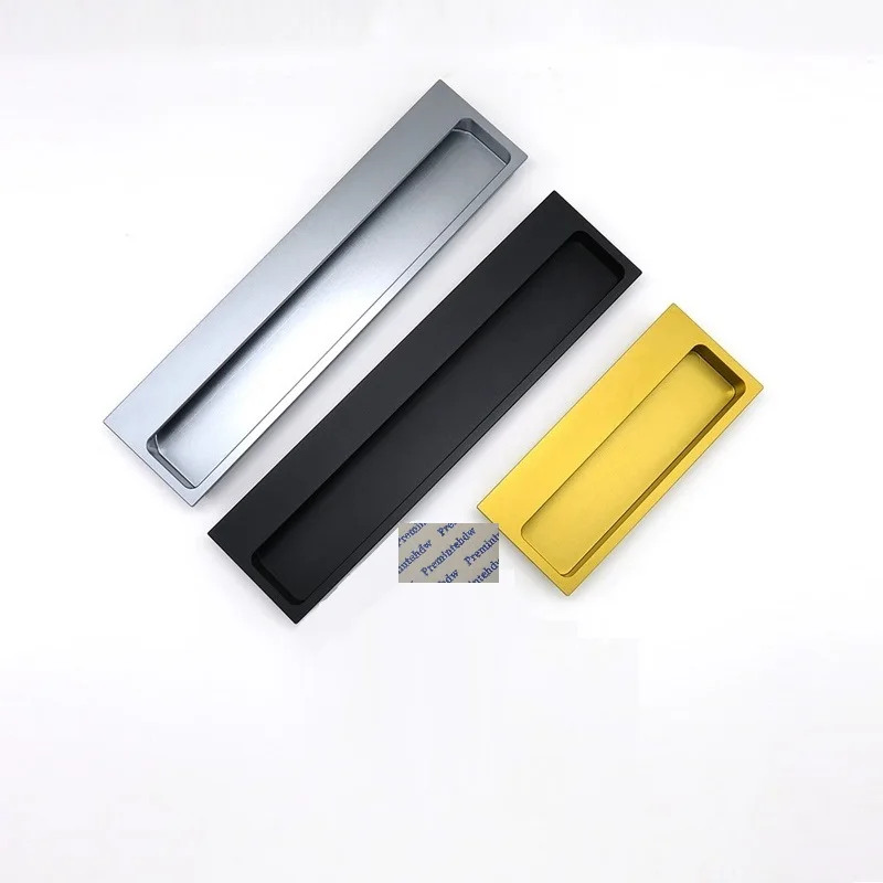 Wide Aluminum Alloy Recessed Flushed Finger Pull Barn Sliding Door Furniture Cabinet Cupboard Closet Gold Grey Matte Black