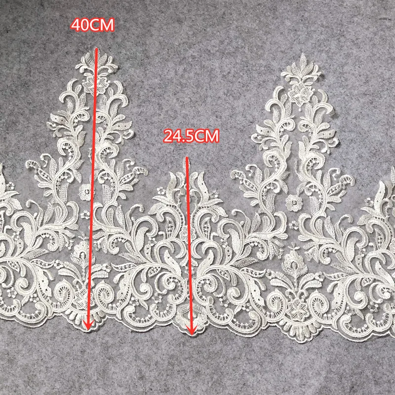 12Y-3Y-1Y. Elfenbein, Breite 43cm/40cm, Rayon-Spitzenstoffbesatz, Hochzeitskleid, Rock, breiter Schleppenschleier, Spitzenzubehör RS2904 – Detail 9