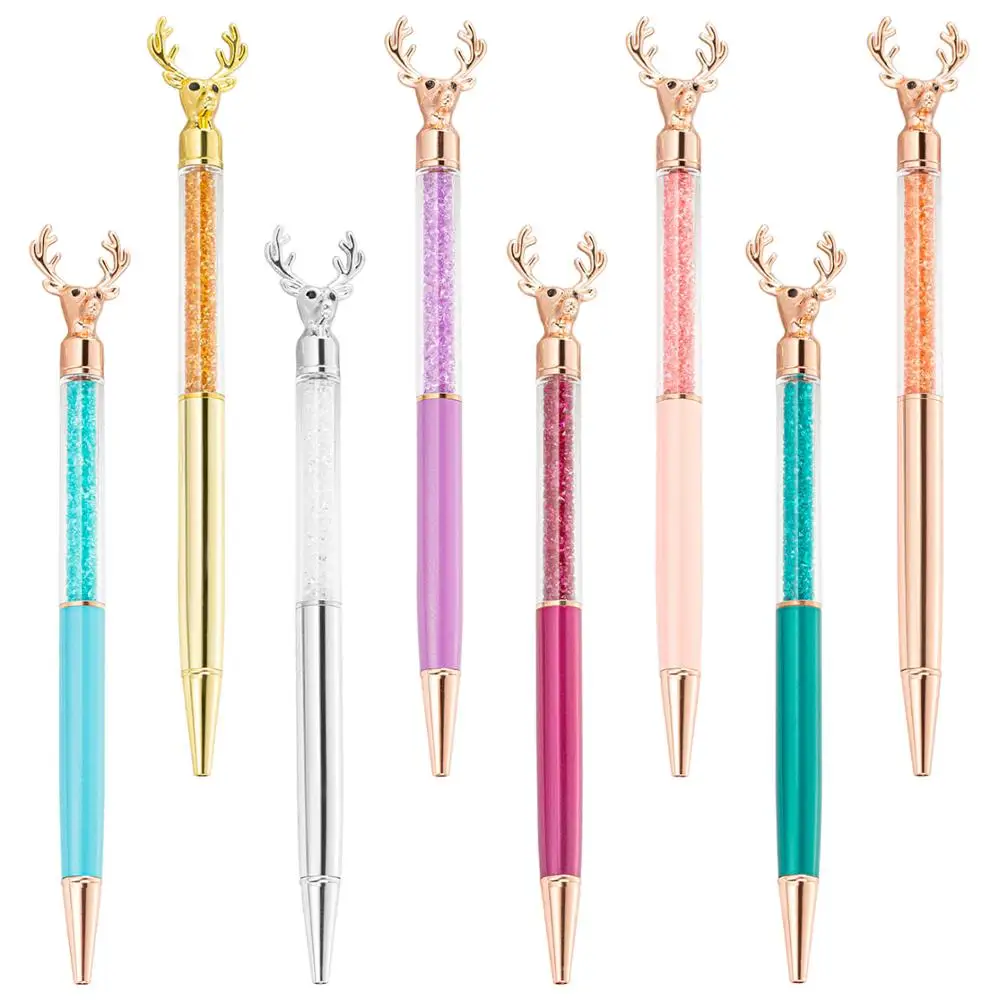 100pcs/lot Wholesale Beautiful Metal Gift ball Pen Deer Head Pen Custom Logo Crystal ballpoint Pen Customized