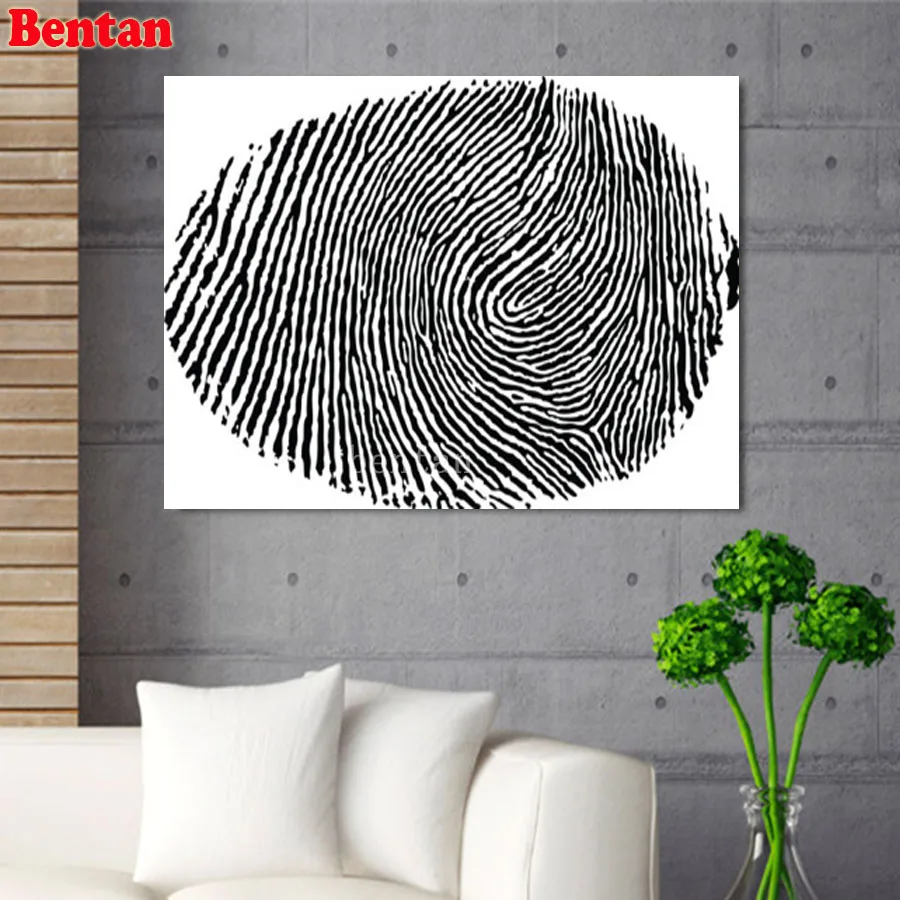 5D DIY Diamond Painting Fingerprint abstract stripes black and white art Rhinestone Mosaic Diamond Embroidered Cross Stitch kit