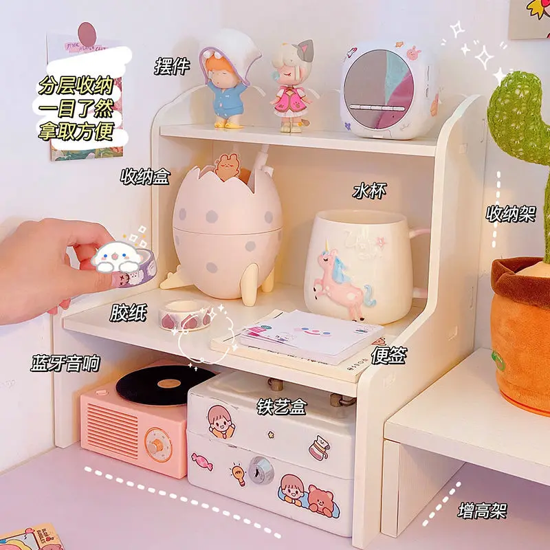 Simple Desktop Bookshelf Desk Storage Double-Layer Multiple Lattice Racks Student Dormitory Home Bedroom Sundries Display Rack