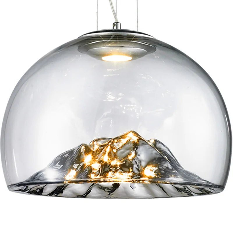 Modern Glass Lampshade Gold Silver Mountain shape Pendant Lamp  Luxury Round  Hanging Light Home Lighting Kitchen light